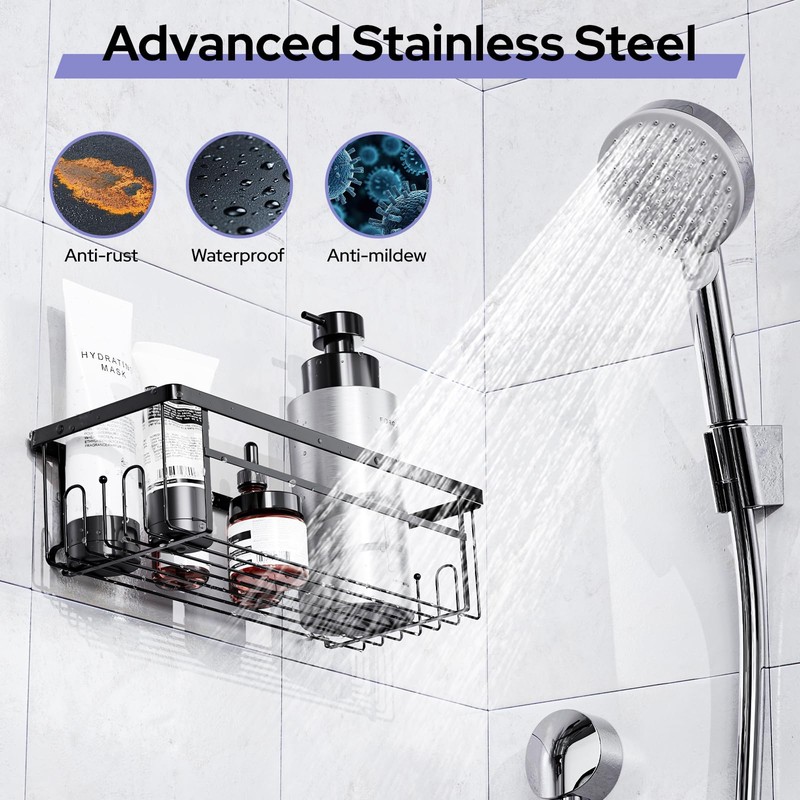 Alyvisun Pack of 2 Shower Shelves Large Capacity with Strong