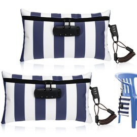 Sanwuta 2 Pack Money Bag with Lock Small Locking Money Bag for Beach Cash Wallet, 6.7 x 11 Inch(Dark Blue, White)