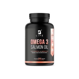 Omega 3 Aceite Puro de Salmón de 200 Cápsulas con 1000 mg por porción. Ingredientes Naturales. Omega 3 Salmon Oil B Life.