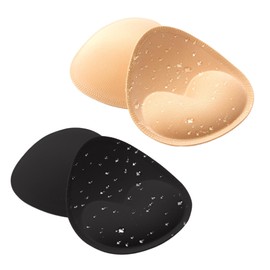 Nimiah BH-Einlagen für Badeanzug, wasserdicht, 2 Paar, gepolsterte Push-Up-Polsterung für Damen, kompatibel mit Bikini und Sport-BH, 1 x Schwarz + 1 x Beige, B/C