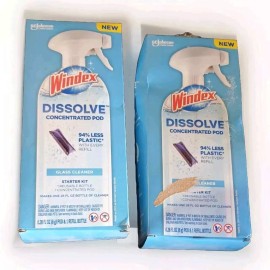 Windex Lot Of 2 Windex Dissolve Glass Cleaner Concentrated Pod Starter Kit 26 Oz Each