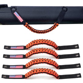 RERPRO 4 Pack Grab Handles for Ford Bronco Accessories 2021 2022 2023 2024 2025 2 Door 4 Door Interior Paracord Roll Bar Grip Door Handle with America Flag Orange
