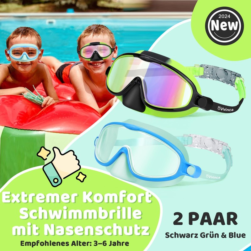 Vvinca Swimming Goggles Children Pack of 2 for Years 3-6
