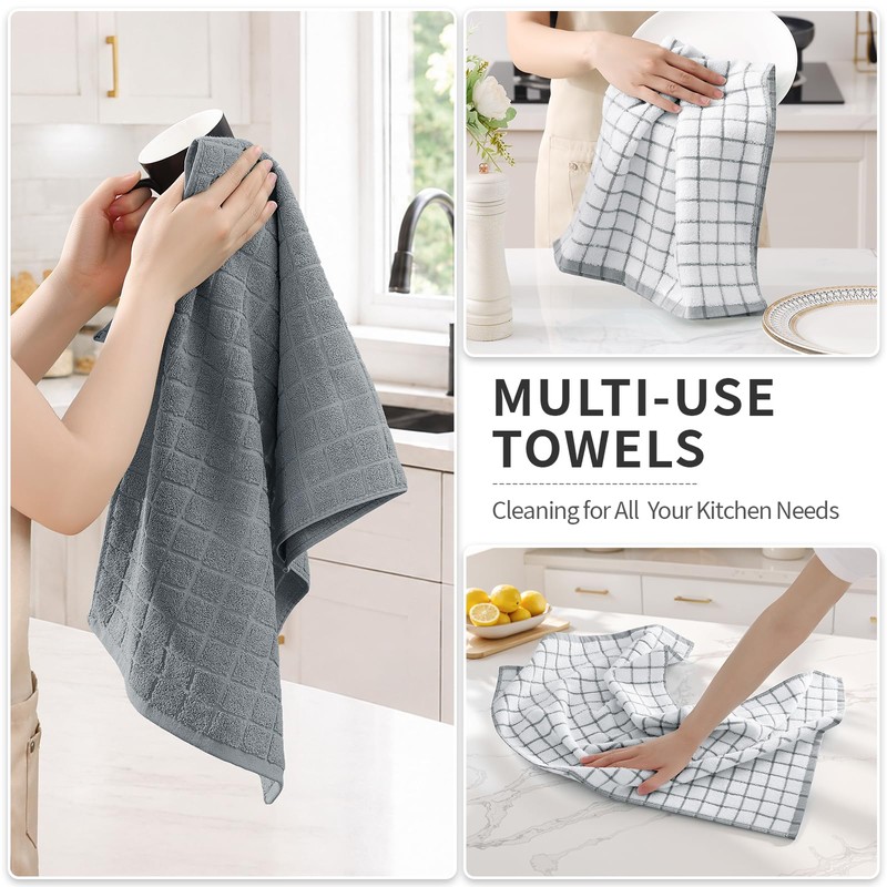 Kitinjoy Premium Kitchen Towels (16"x 28", 6 Pack), Large 100%