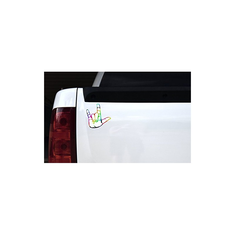 StickerTalk Rainbow ASL I Love You Vinyl Sticker, 5 inches