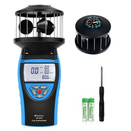 HoldPeak Handheld Cup Anemometer with Compass, 360° Wind Measuring Digital Air Wind Speed Meter, 93MPH Wind Speed Measuring Device Gauges for Outdoor Sailing HVAC Golf Shooting, HP-878