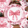Pink Bow Party Tableware,Disposable Tableware Set,Pink Bow Theme Disposable Paper