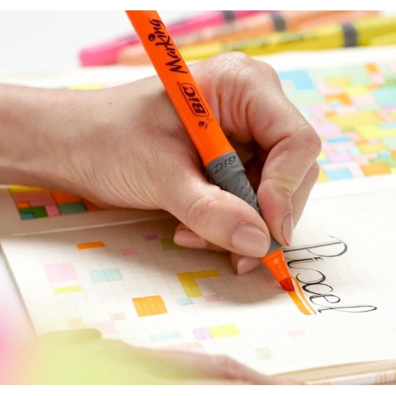 BIC Highlighter Grip Pens - Orange, Box of 12