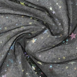 1.5M*1M Glitter Star Tulle Fabric Sparkly Black Bling Glitter Material Cloth Shinny Mesh Fabric for Glitter Clothing