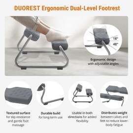 [Made in Korea] Duorest EZFoot 2-Tier Ergonomic Footrest – Dual-Level Support, Adjustable Tilt, Non-Slip & Acupressure Surface, Under Desk Footrest for Home & Office