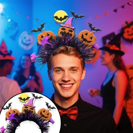 WLDJMP Halloween Hair Accessory, Halloween Headwear, Headband, 3 Pieces, Cosplay, Hair Ornament, For Adults and Kids, Hair Accessories, Orange (Haunted House Bats, 3 Pieces, Black)