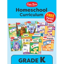 Evan-Moor Homeschool Curriculum, Grade K, Bundle of 12 Workbooks, Reading, Writing, Math, Science, Geography, Spelling, Vocabulary, Language, Social Studies (Evan-Moor Homeschool Bundle)