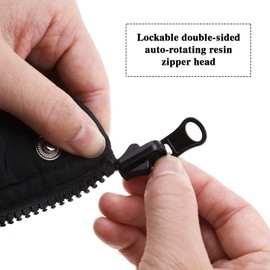 OTOTEC 10Pcs Black 5# Zippers Replacement Reversible Pulls Sliders Zips with U-shape Stop Kit for Outdoor Tents 37x12mm