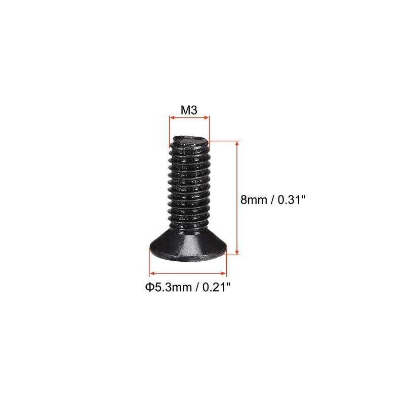 sourcing map M3 x 8mm Phillips Screw Fastener Black for