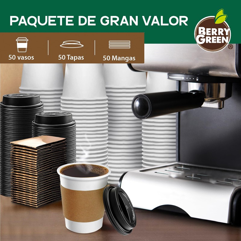Berry Green 50 Vasos para Cafe de 8 oz (237