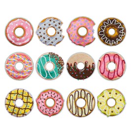 HEYTRCO 12PCS Candy Donut Iron on Patches, Cute Sweet Embroidered Iron on Badges for Clothes, Custom Applique for Kids, Hats, Jeans, Jackets, Bags, Backpacks, Dress (Candy)