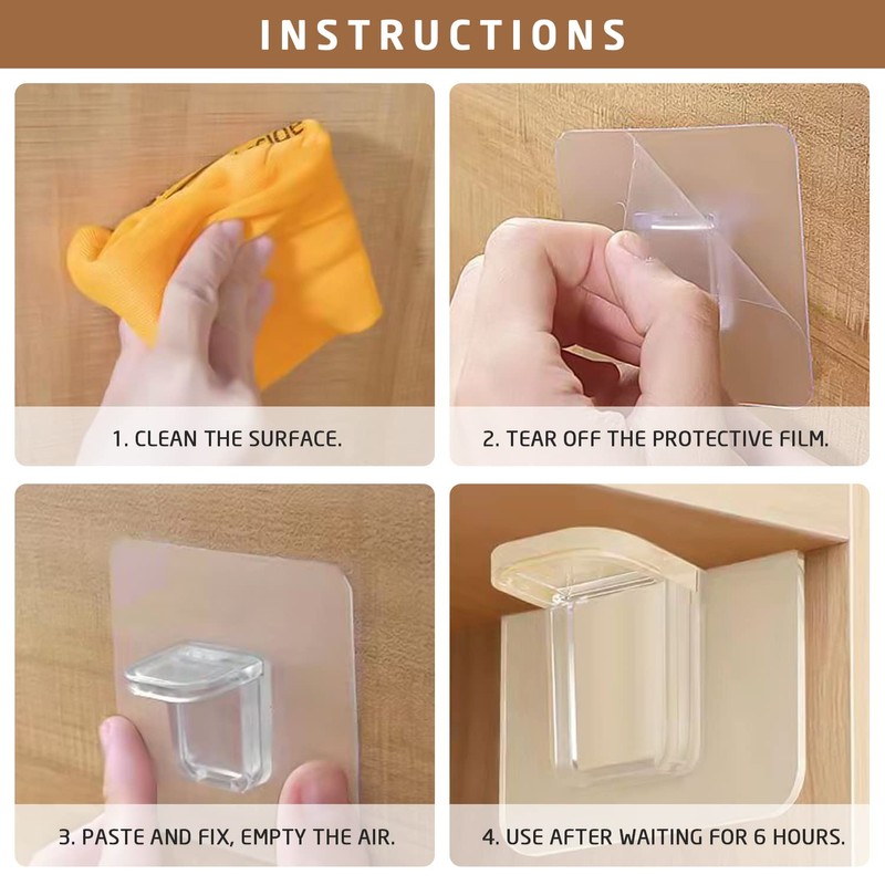 16 Pieces Punch Free Shelf Brackets with 1 Plastic Scraper