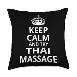Retro Thai Massage / 'Keep Calm and Try Thai Massage' Throw Pillow
