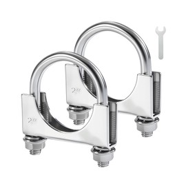 EVIL ENERGY 2" Heavy Duty U Bolt Exhaust Clamp, 2 Inch Stainless Steel U Muffler Clamps, Saddle Style, 2PCS