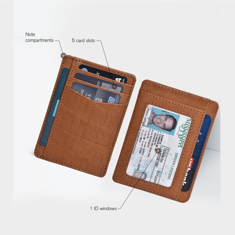 Leather Minimalist Wallet for Men & Women RFID Front Pocket