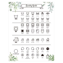 Laundry Symbols Guide Magnet for Easy Clothing Care 6.75x8.75 Inch Laundry Symbols Chart for Home, Washing Room Sign Chart, Laundromat Room Organization & Decor