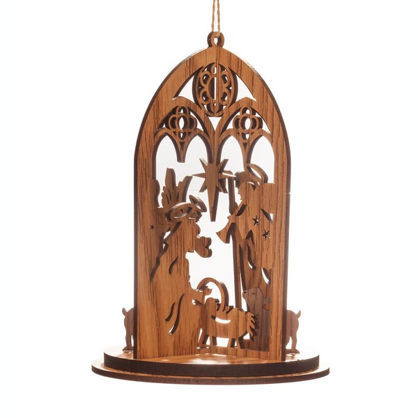 Kurt Adler 5.5" WOOD NATIVITY SCENE ORNAMENT