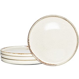 Bosmarlin Stoneware Dinner Plates, Set of 4 for Salad, Pasta, Dessert, Microwave and Dishwasher Safe (Beige, 8.2 in)