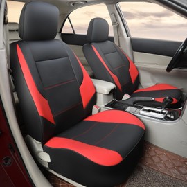 GIANT PANDA Front Car Seat Cover for Mazda, Leather Bucket Seat Covers Custom Fit Mazda CX-5 3 6 CX-9 CX-30 CX-7 Tribute (Red+Black)
