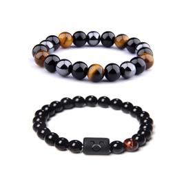 CSIYANJRY99 Zodiac Taurus Bracelets for Men Women,Taurus Zodiac Sign,8mm Natural Black Onyx Stone Hematite Obsidian Tiger Eye Beads Bracelet Set 12 Constellation Horoscope Bracelet