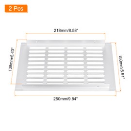 sourcing map Air Vents Cover, 2Pcs 250 x 150mm Aluminum Alloy Mesh Air Return Vent Cover, Rectangle Louvered Ventilation Grille for Shoe Cabinet Wardrobe (Silver)