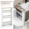 CHEFJOY 4-Tier Slim Rolling Storage Cart, Wooden Kitchen Utility Cart