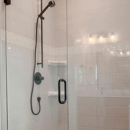 ALLYWASAI 8" Shower Door Handle, Shower Glass Door Pull Back to Back Handle Compatible with 1/4" to 1/2" Thickness Glass for Frameless Shower Doors, Chrome Finish with 304 Stainless Steel