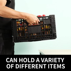 QTJH Collapsible Storage Bin Containe，52 Liter Transferheavy duty plastic storage box ,milk crates heavy duty Transit storage of various items black (1)