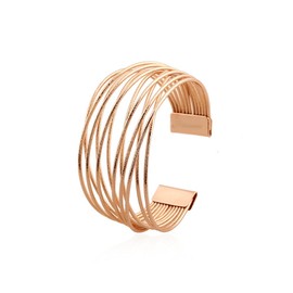 Cuff Bracelet for Women,Multi-layer Cross Wire Bangle Bracelet Adjustable Open Wide Cuff Bracelet Fashion Jewelry (rose gold 3)