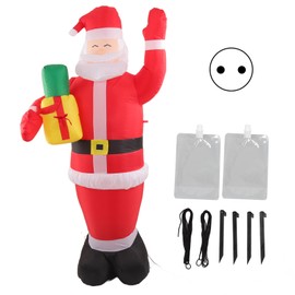 Inflatable Christmas Old Man Model with Gift Bag in Hand LED Growing Inflatable Christmas Man for Outdoor Garden Yard EU 220‑240V