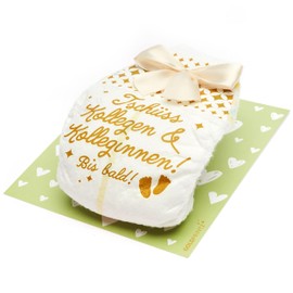 goldprintz I Goodbye Colleagues Until Soon I Announce Pregnancy I Golden Printed Nappy Postcard I We Get a Baby I Baby Announcement Pregnancy I Baby Announcement