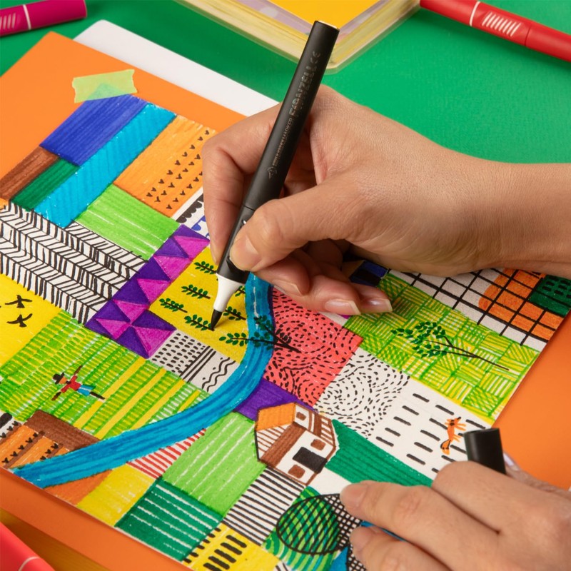 Fonzell Super Brush Marker - 12 Colours, Flexible Brush Tips,