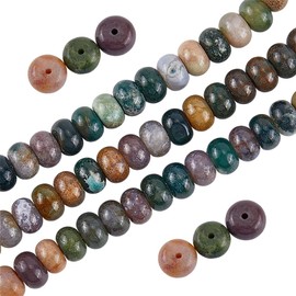 SOFPLATE 1 Strand 74Pcs Rondelle Stone Beads 8mm Indian Agate Beads Flat Round Dics Small Natural Stone Gemstone 15 Inch Lentil Smooth Spacer Loose Bead for Jewelry Making Bracelet Necklace DIY Craft
