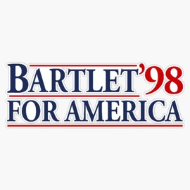 West Wing Bartlet For America 1998 Bumper Sticker Vinyl Decal 5 inches
