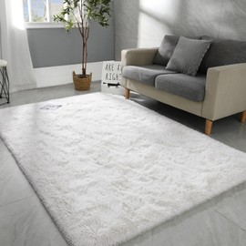 Hutha 9x12 Large Area Rugs for Living Room, Super Soft Fluffy Modern Bedroom Rug, Cream White Indoor Shag Fuzzy Carpets for Girls Kids Nursery Room Home Decor