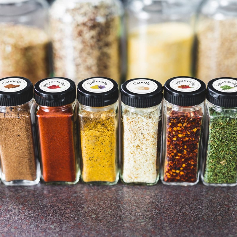 Febio 48 Assorted Spice Labels for Organizing Spice Jars and