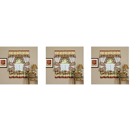 Achim Home Furnishings BSCS36SP12 , 57" x 36", Spice Black Eyed Susan Window Curtain Cottage Set, 57 inch x 36 inch, 57 x 36 (Pack of 3)