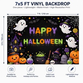 Happy Halloween Backdrop 7x5ft Spooky Ghost Kids Party Photo Banner