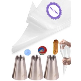 Churro Piping Nozzles and Bags Set,Extra Large Piping Nozzles 9FT for Churros Eclairs &Star with Disposable Piping Bags,23 Pcs