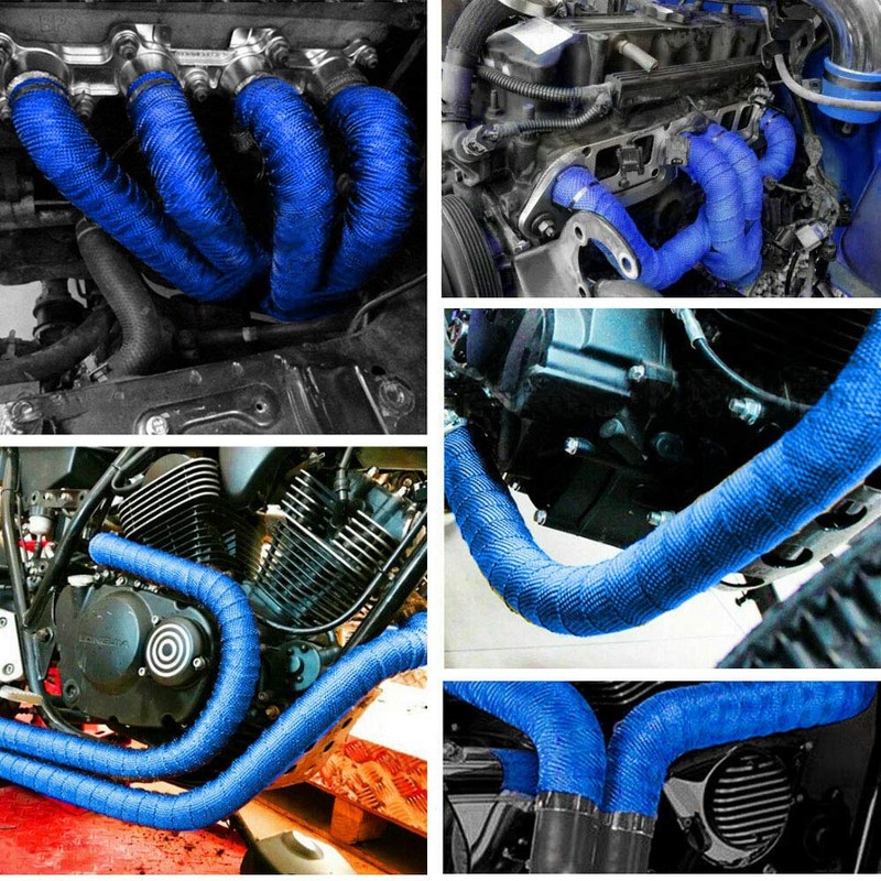 Mintice 5CM X 5M Fiberglass Roll Blue Racing Exhaust Heat