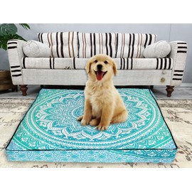 35" Mandala Large Floor Pillow Cover Meditation Cushion Seating Throw Hippie Square Colourful Decorative Bohemian Accent Boho Chic dog bed Indian Pouf Ottoman Handmade COVER ONLY (Ombre Green)