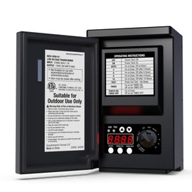 GOODSMANN Low Voltage Transformer 200 Watt with Timer, Photo Eye Sensor and Weather Shield for Outdoor Lighting 120V AC to 12V AC 9920-0200-01