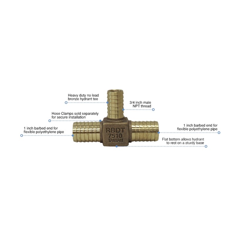 Merrill MFG RBDTNL7510-A No Lead Bronze Tee Fitting,1-Inch X 3/4-Inch