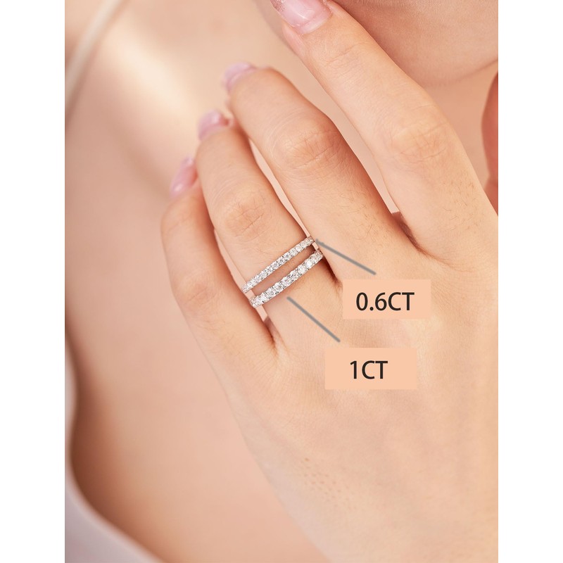 IMOLOVE Moissanite Wedding Band Wedding Rings for Women 925 Sterling