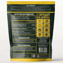 Puretrex Moringa Leaf Extract 10,000mg | 120 Vegan Capsules | Organic, Non-GMO | High Strength Superfood Supplement | Made in UK | Natural Energy & Immunity Support
